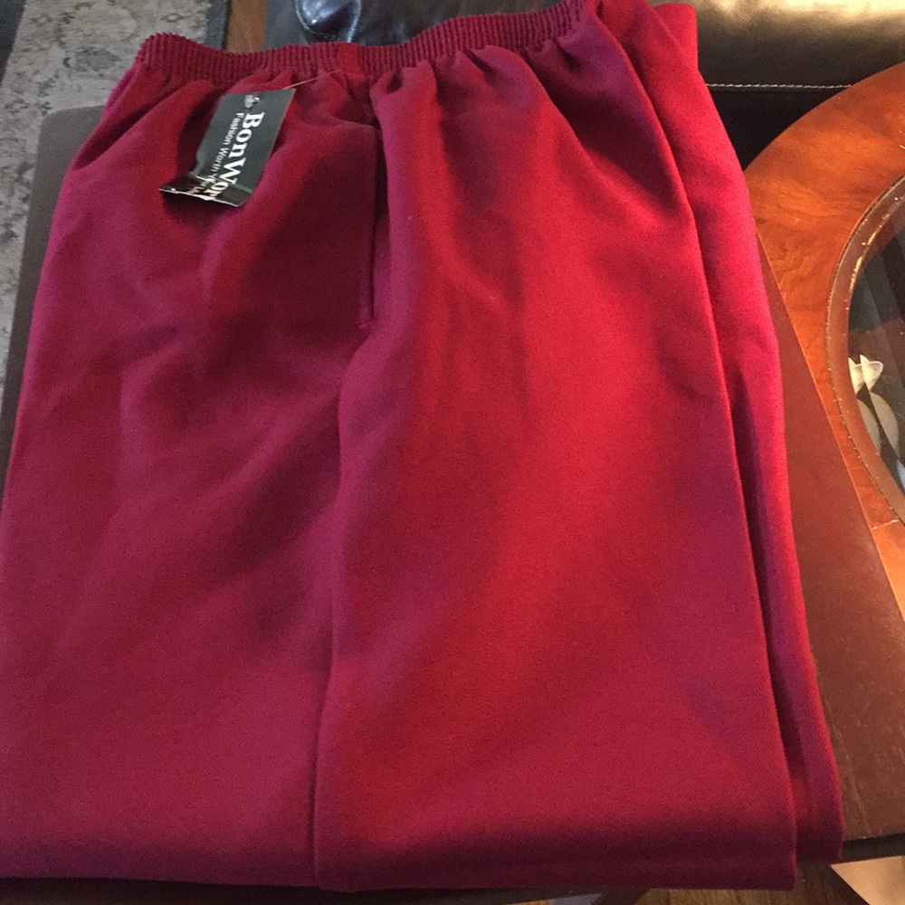 Bonworth pants. Berry color size x small elastic w